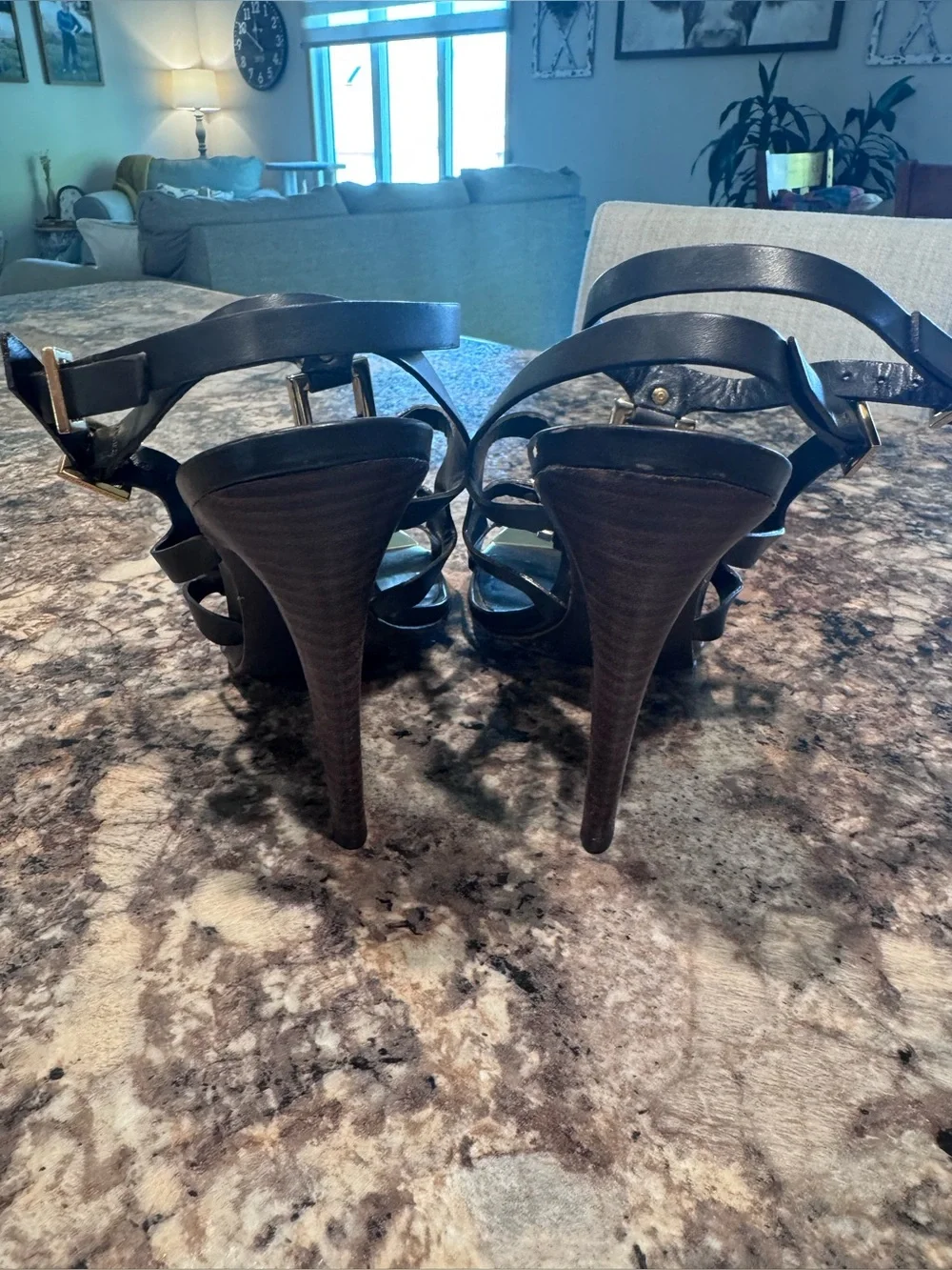 Women’s Tory Burch Brown Strappy Studded High Heel Sandals